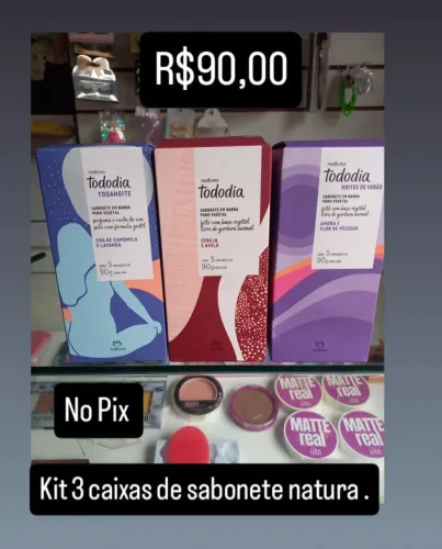3 caixas de sabonete natura por 90 reais (pix)