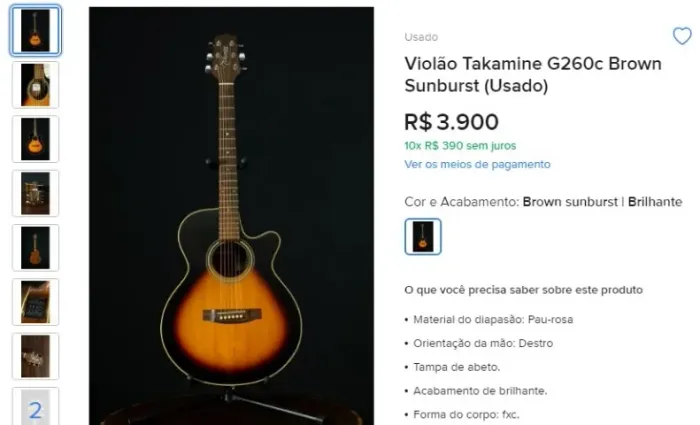 Violão Takamine G260c Brown Sunburst (Usado)