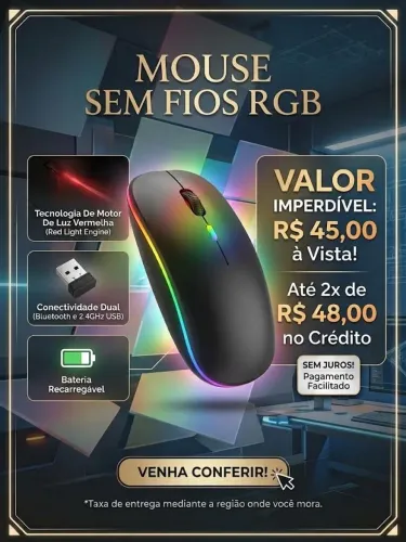 Mouse sem fio RGB