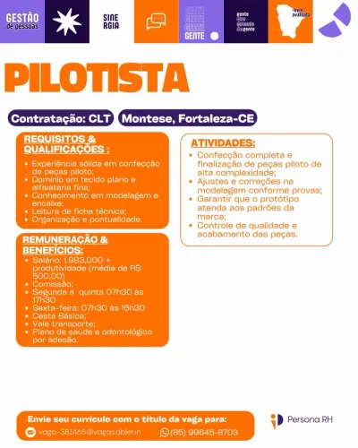 VAGA DE PILOTISTA (MODA) 