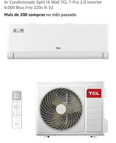 AR CONDICIONADO TCL T PRO 2.0 NOVO LAVRADO R$1990 OPORTUNIDADE!!! Instalação PROFISSIONAL 