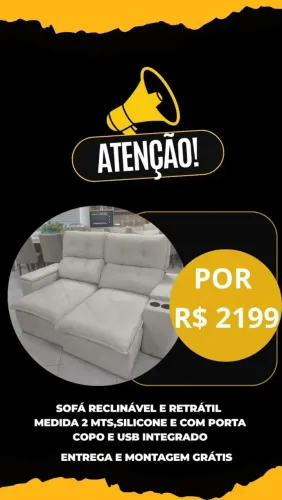 Sofá reclinável e retrátil 2mts