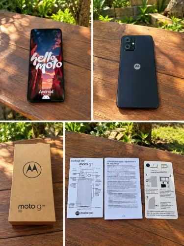 Moto G54 5g na caixa e manuais