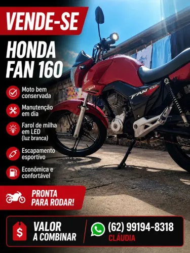 Honda Fan 160 - Conservada + LED + Escapamento Esportivo