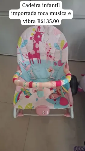 Cadeira bebê vibra toca e balança manual