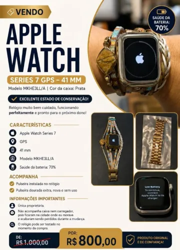 Relógio Apple Watch Series 7 GPS Semi-novo