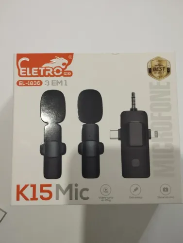 Microfone de lapela K15 eletro Mex, 3 em 1