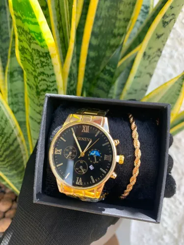 Kit Relógio Masculino + pulseira + caixa