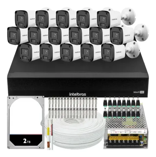 Kit 16 Câmeras Intelbras Vhl 1220 Full 20m Dvr 16 Canais 2tb