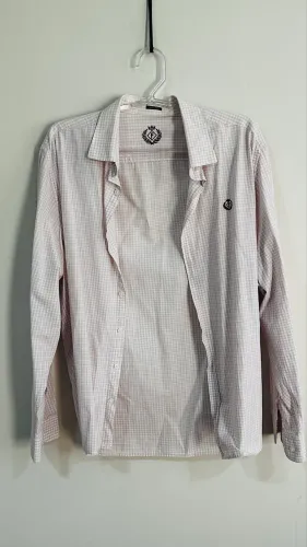 Camisa formo xadrez rosa/branca xgg