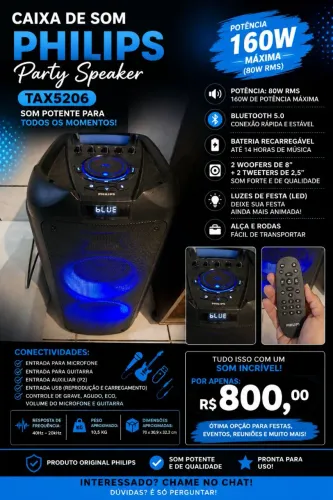 Vendo caixa de som Philips novinha acompanha controle!