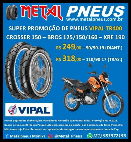 Pneu Moto Vipal Crosser Bros XRE190 - Novos Com Garantia
