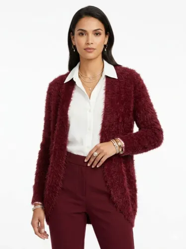 Cardigan teddy felpudo casaquinho marsala tm M