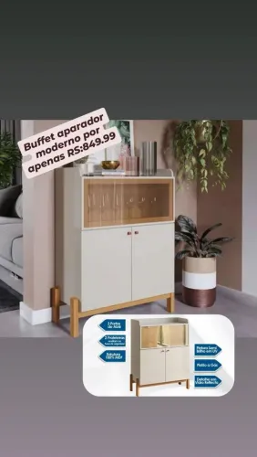 Aparador moderno cantinho do café 100%mdf
