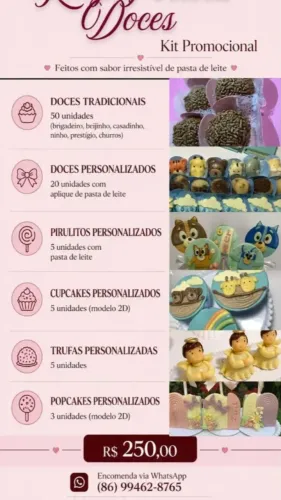 Kit Doces Personalizados decorados com pasta de leite 