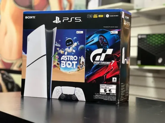PS5 SLIM DIGITAL 825GB COM 2 JOGOS (NOVO)