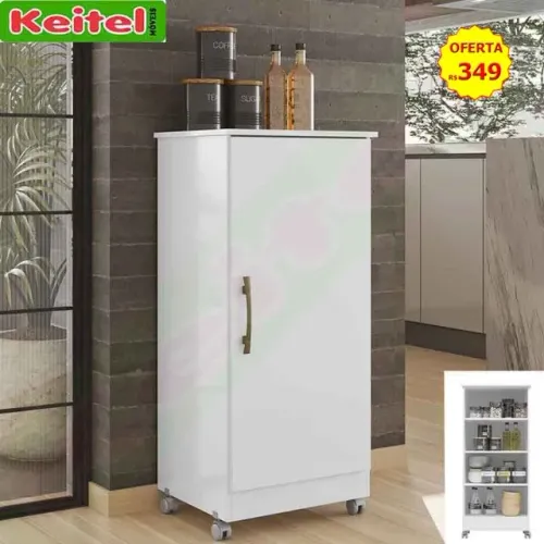 Balcão 1 Porta Lírio Com Rodinhas Branco