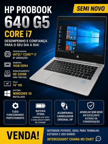Notebook Hp probook 640 G5 i7 16gb 320HD