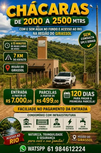 Chácara com entrada no boleto girassol Go