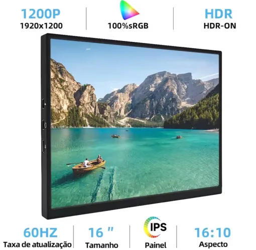 Monitor Portátil ZSUS 16 Polegadas Lacrado
