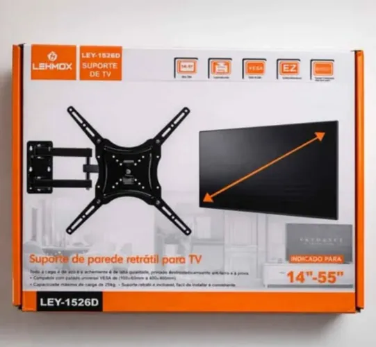 Suporte de TV Lehmox 14 a 55 Retrátil e Articulado | Suporte de Parede Reforçado