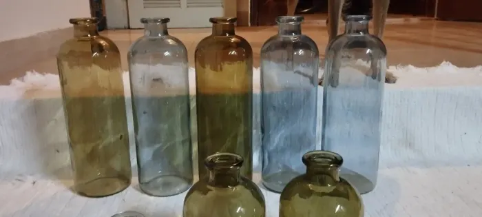 Jogo Kit de Garrafas de Vidro Vintage Cilíndricas para Decoração