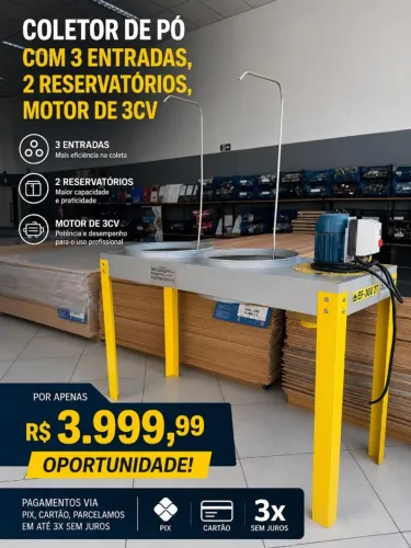 COLETOR DE PO COM 3 ENTREGADAS 2 RESEVATORIOS , MOTOR DE 3CV