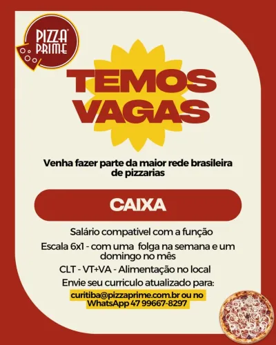 Vaga para caixa de pizzaria 