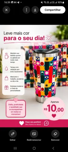 Copo termico inox 450ml com abridor embutido novo e na caixa