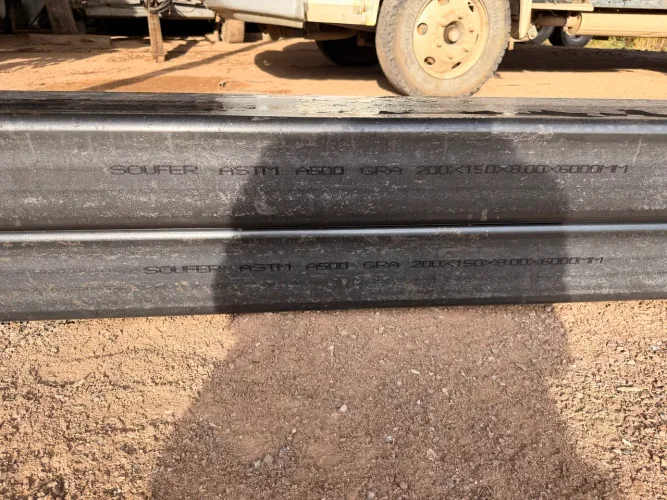 Tubo aço 200x150x8mm 6 metros R$8.90kg