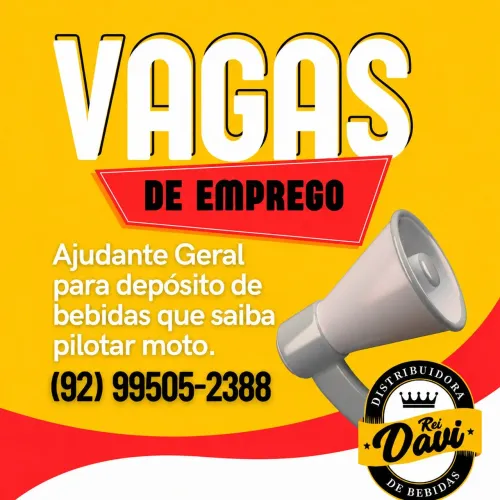 Vaga de emprego para ajudante Geral.