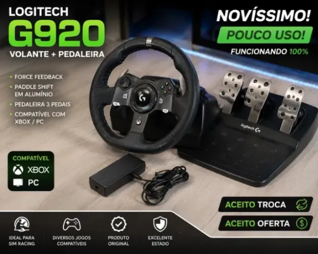 Volante Gamer G920 Driving Force Para Xbox e Pc Logitech