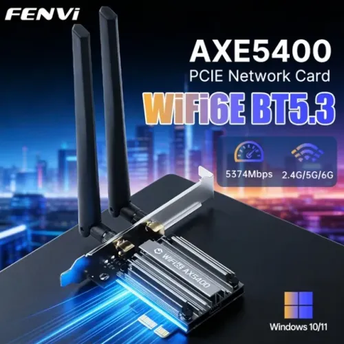 Placa WiFi 6E, PCIe, AX5400Mbps, BT 5.3 Fenvi - NOVO