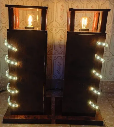 Abaju Luminaria Decorativa de Madeira com Led