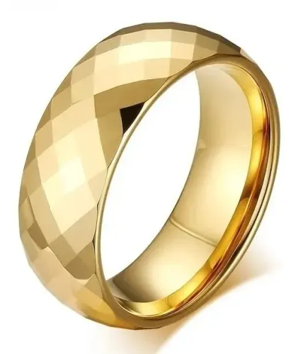 Aliança Acium Casamento Tungstênio Banhada Ouro 18k 6mm