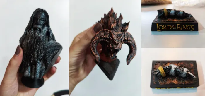 Combo 3 Figures Senhor dos Anéis Gandalf Balrog 3D tamanhos entre 10 a 13 cm