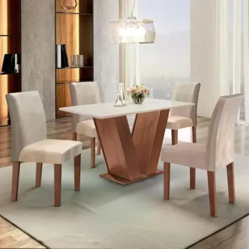 Mesa de Jantar para Cozinha com 4 Cadeiras Nova 