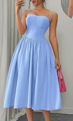 Vestido Azul-bebê (P) - SHEIN