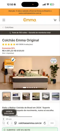 COLCHÃO KING SIZE EMMA NUNCA USADO + PILLOW TOP