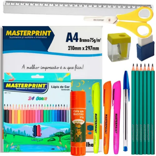 Volta as Aulas - Kit com 10 Itens de Material Escolar
