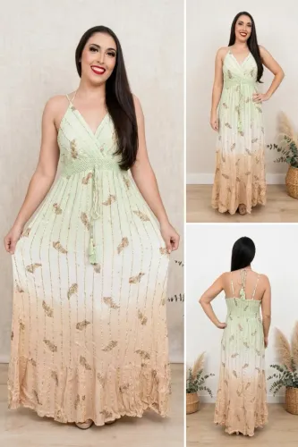 VESTIDO DEGRADE BOHO - EFEITO VISUAL QUE ALONGA