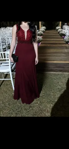 Vestido de festa/madrinha, longo, marsala, usado 1 única vez ,