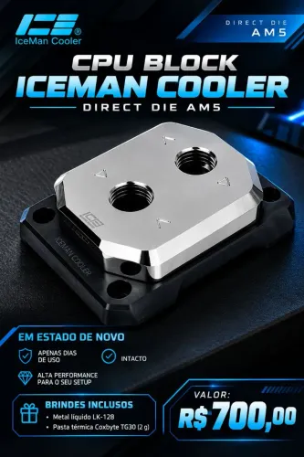 AM5 CPU BLOCK ICEMAN COOLER DIRECT DIE COM BRINDES