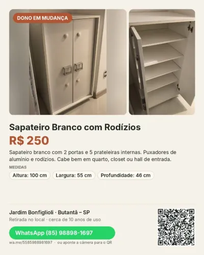 Sapateiro branco com rodízio