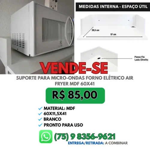 Suporte Para Micro-ondas Forno Elétrico Air Fryer Mdf 60x41