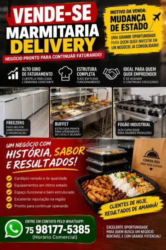URGENTE!! PASSO MARMITARIA DELIVERY EM PLENO FUNCIONAMENTO - ANALISO PROPOSTAS