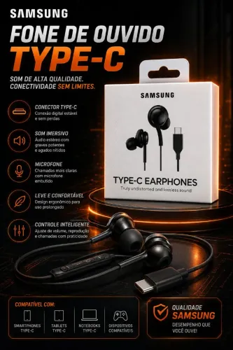 Fone de ouvido tipo c