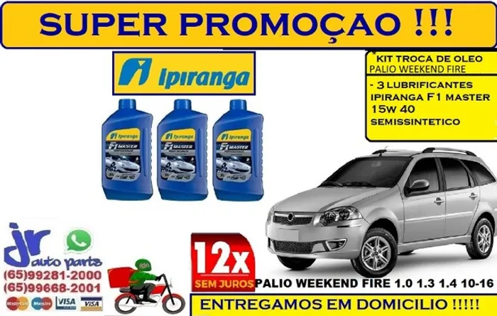 Kit Lubrificante Ipiranga F1 Master 15W 40 Fiat Palio Weekend 1.0/1.3/1.4  2010/16