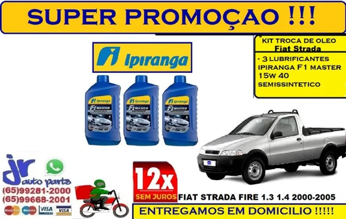 Kit Lubrificante Ipiranga F1 Master 15W 40 Fiat Strada Fire 1.3/1.4 2000/05