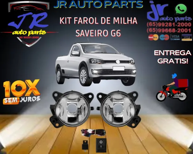 Kit Farol Milha Saveiro G6 Botao universal